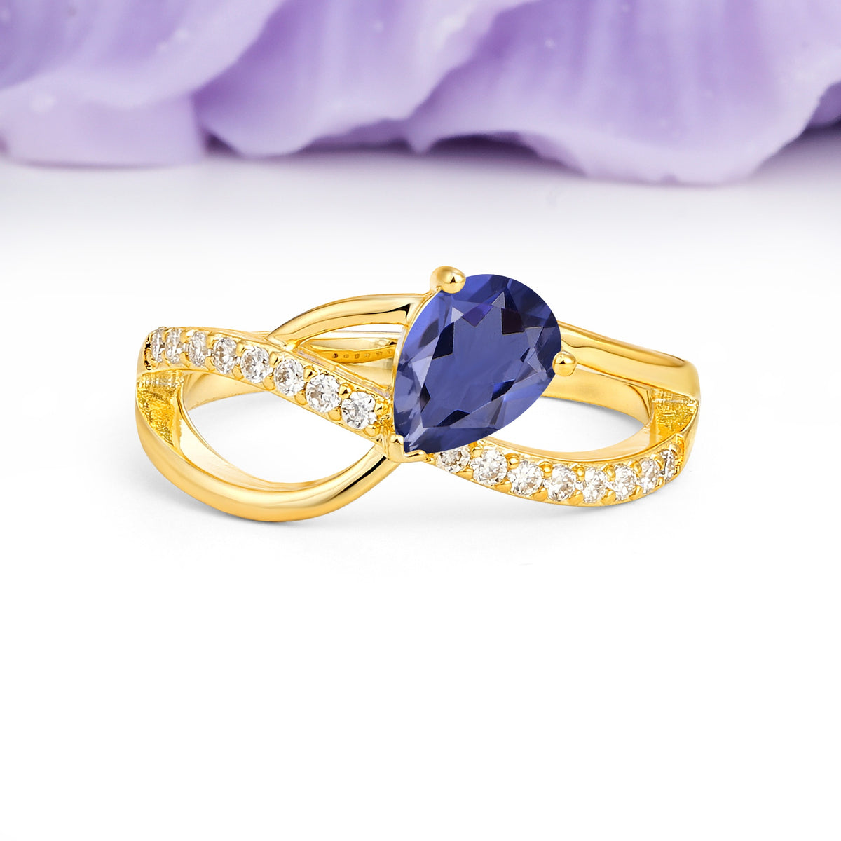 Classic Proposal Infinity Twist Pear Cut Tanzanite Engagement Ring - Additional view