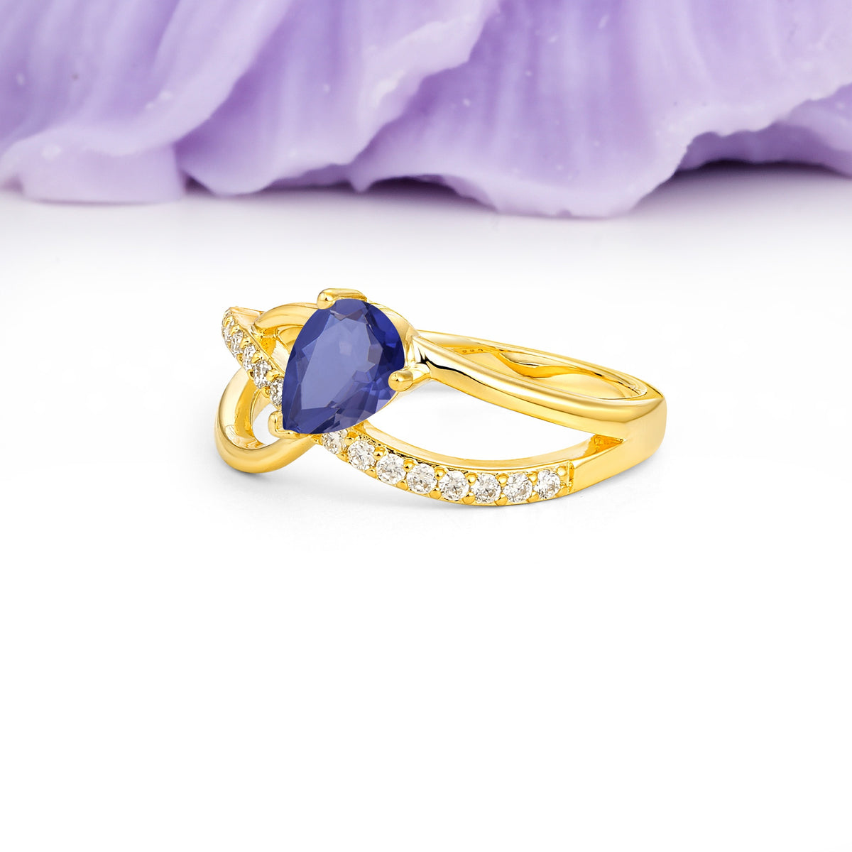 Classic Proposal Infinity Twist Pear Cut Tanzanite Engagement Ring - Additional view