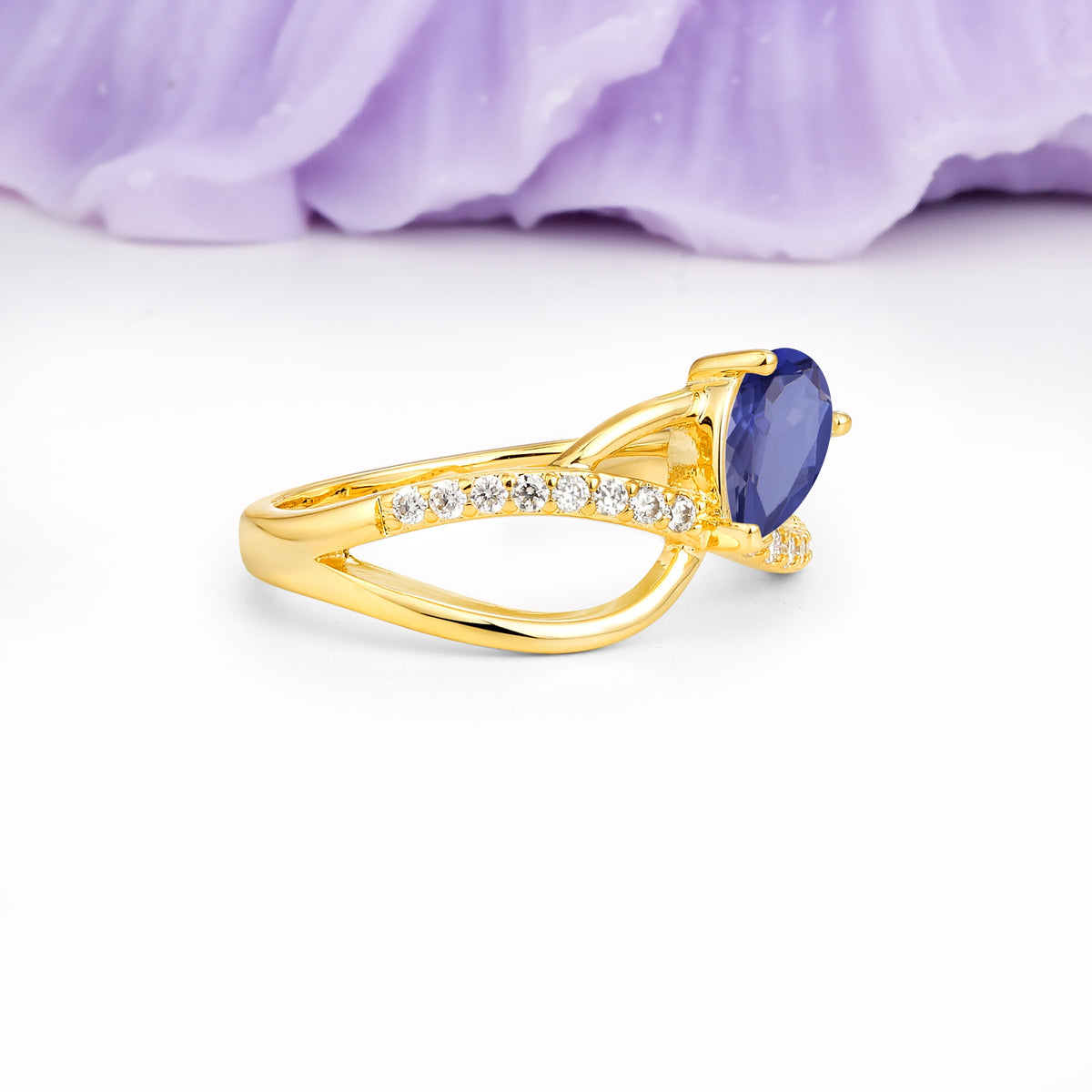 Classic Proposal Infinity Twist Pear Cut Tanzanite Engagement Ring - Additional view