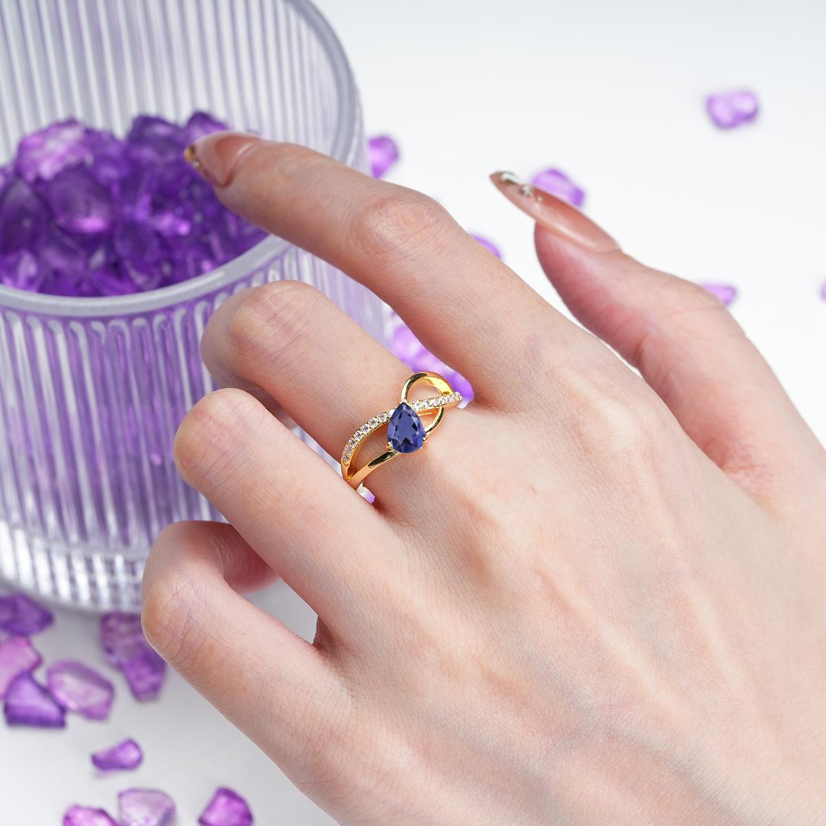 Classic Proposal Infinity Twist Pear Cut Tanzanite Engagement Ring - Additional view
