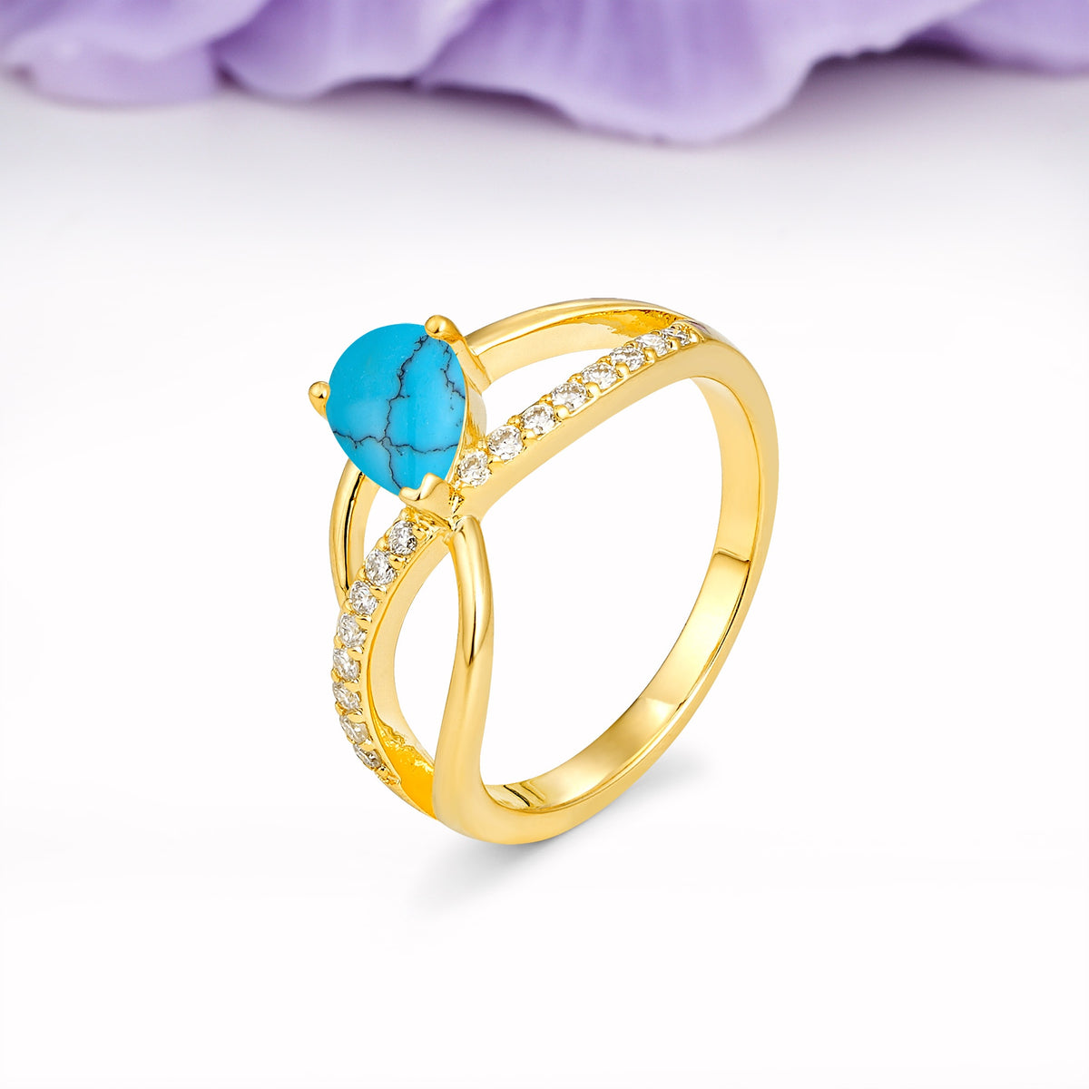 Classic Proposal Infinity Twist Pear Cut Turquoise Engagement Ring - Additional view