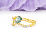 Classic Twisted 3-Prong Pear Cut Moss Agate Engagement Ring - Additional view