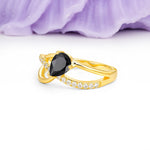 Classic Twisted 3-Prong Pear Cut Black Onyx Engagement Ring - Additional view