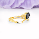 Classic Twisted 3-Prong Pear Cut Black Onyx Engagement Ring - Additional view