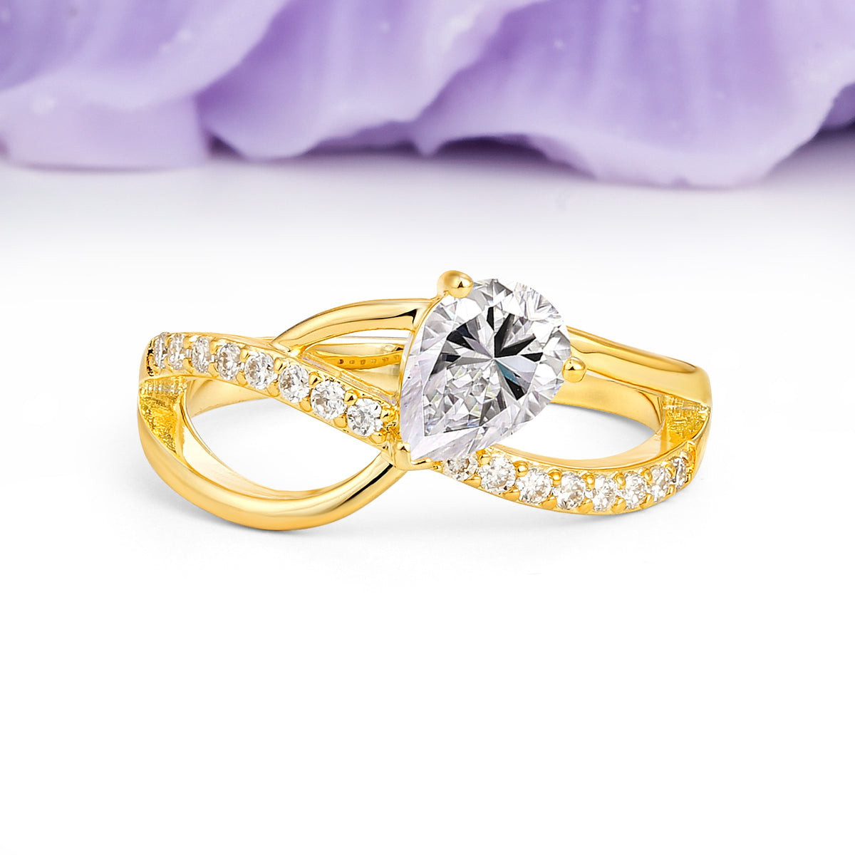 Classic Proposal Infinity Twist Pear Cut Lab Diamond Engagement Ring - Additional view