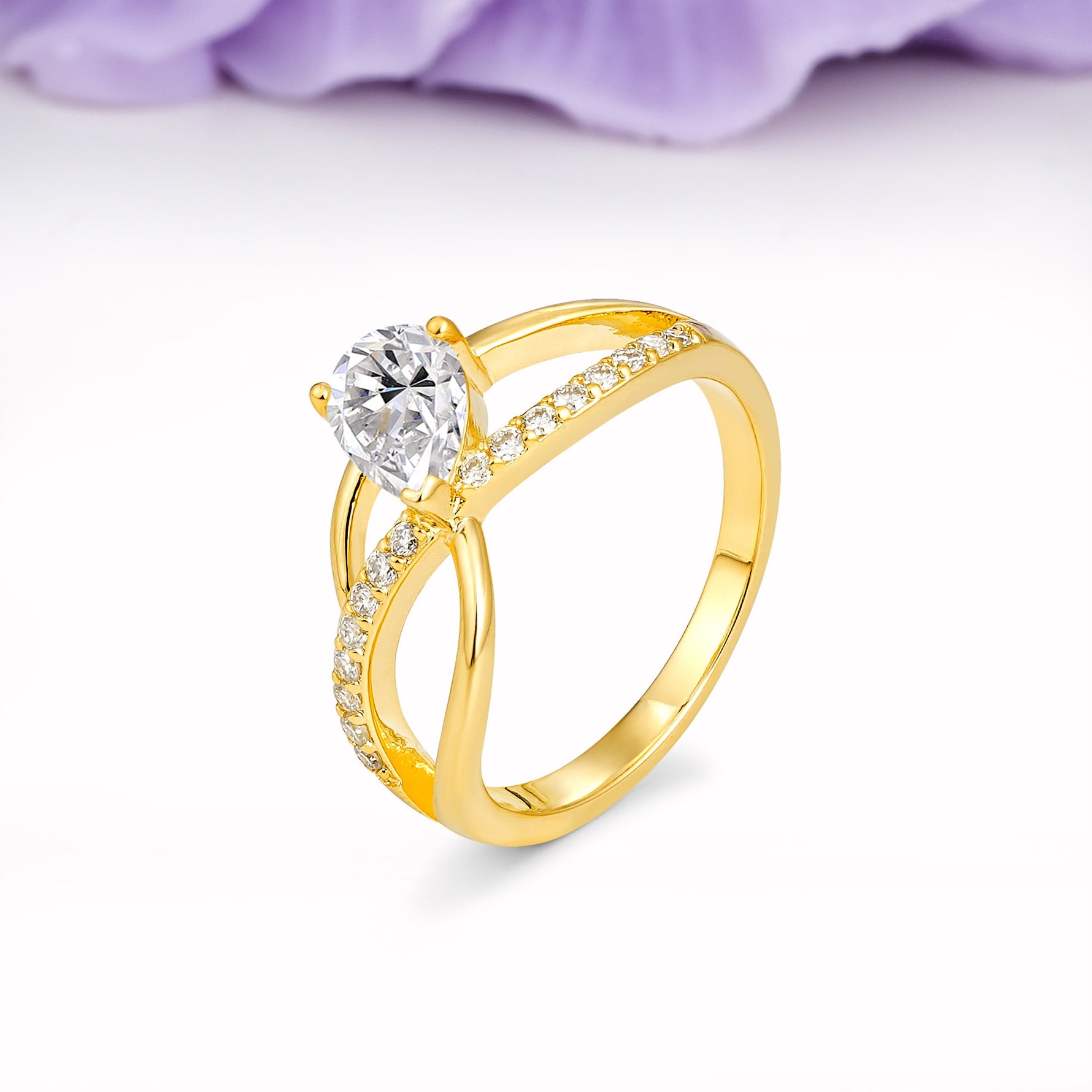 Classic Twisted 3-Prong Pear Cut Lab Diamond Engagement Ring - Additional view