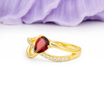 Classic Twisted 3-Prong Pear Cut Garnet Engagement Ring - Additional view