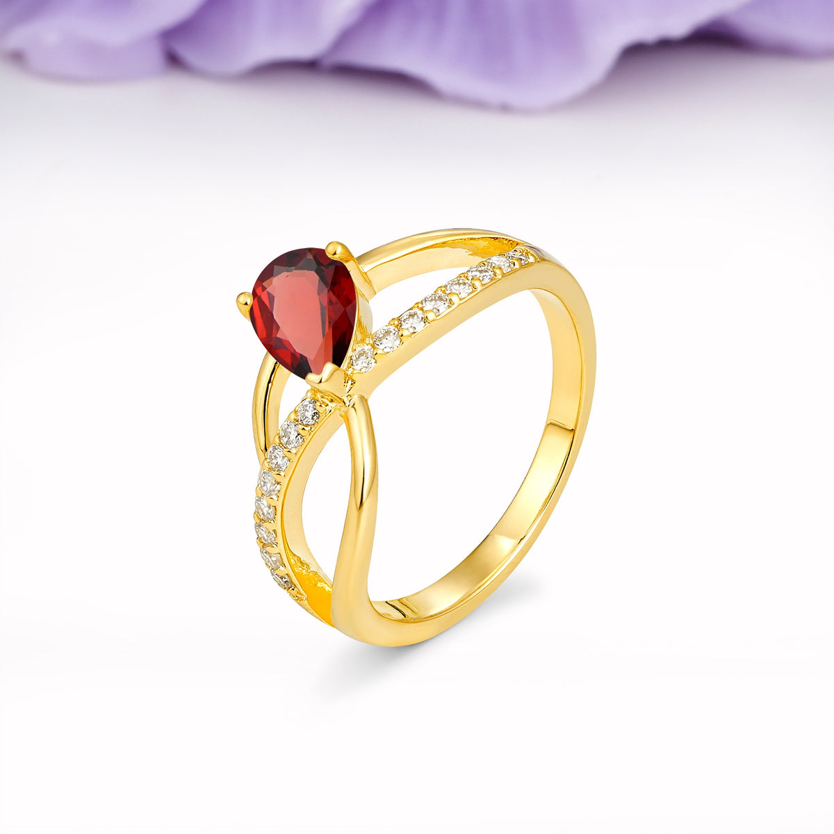 Classic Proposal Infinity Twist Pear Cut Garnet Engagement Ring - Additional view