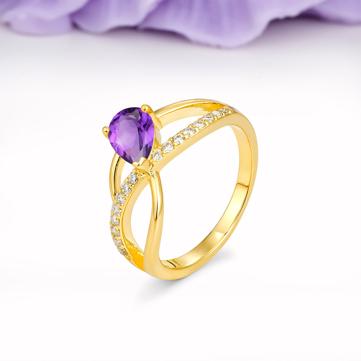 Classic Proposal Infinity Twist Pear Cut Amethyst Engagement Ring - Additional view