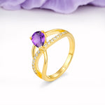 Classic Twisted 3-Prong Pear Cut Amethyst Engagement Ring - Additional view