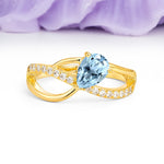 Classic Twisted 3-Prong Pear Cut Aquamarine Engagement Ring - Additional view