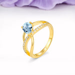 Classic Twisted 3-Prong Pear Cut Aquamarine Engagement Ring - Additional view