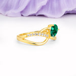 Classic Twisted 3-Prong Pear Cut Emerald Engagement Ring - Additional view