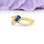Classic Twisted 3-Prong Pear Cut Alexandrite Engagement Ring - Additional view