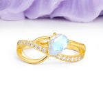 Classic Twisted 3-Prong Pear Cut Moonstone Engagement Ring - Additional view