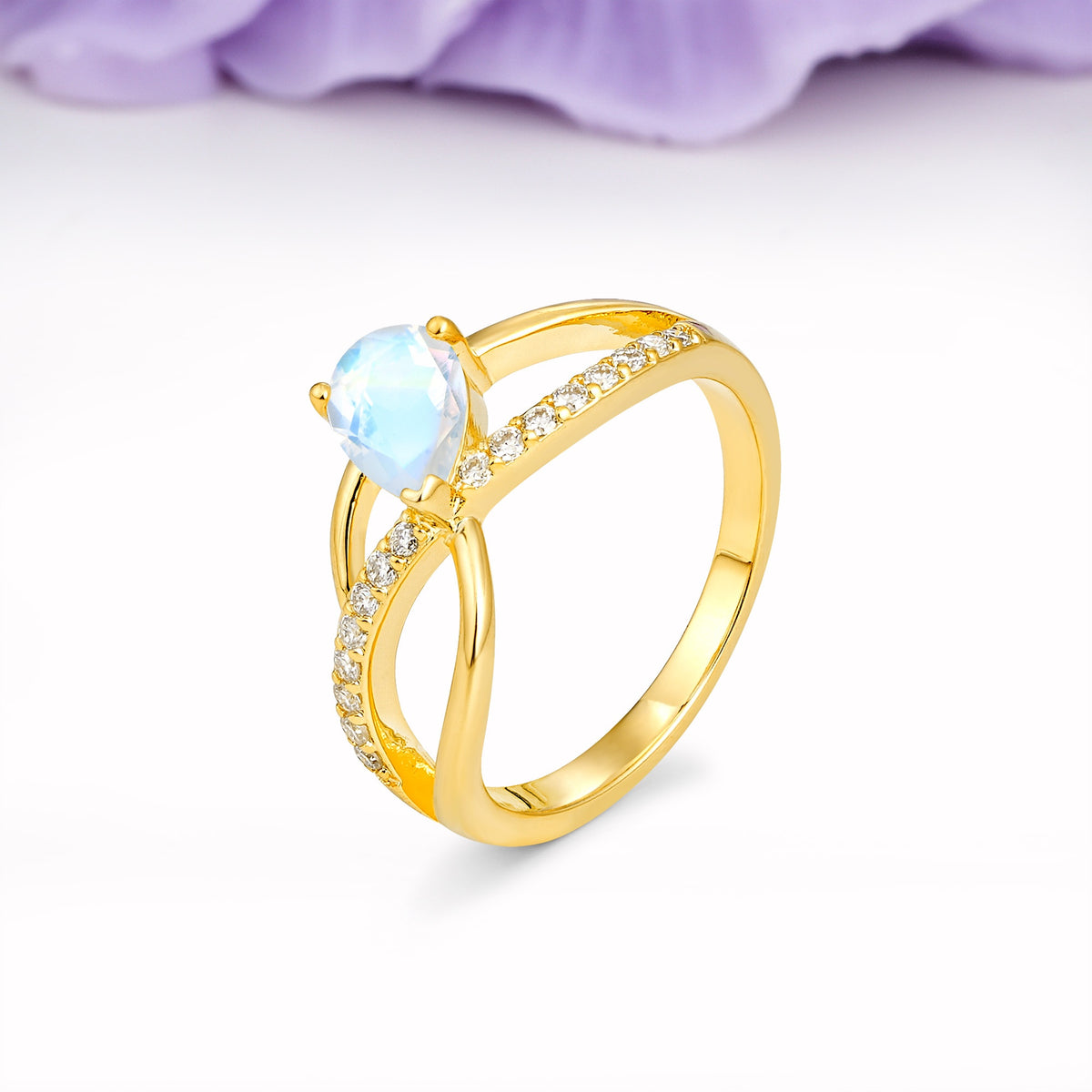 Classic Proposal Infinity Twist Pear Cut Moonstone Engagement Ring - Additional view
