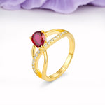 Classic Twisted 3-Prong Pear Cut Ruby Engagement Ring - Additional view