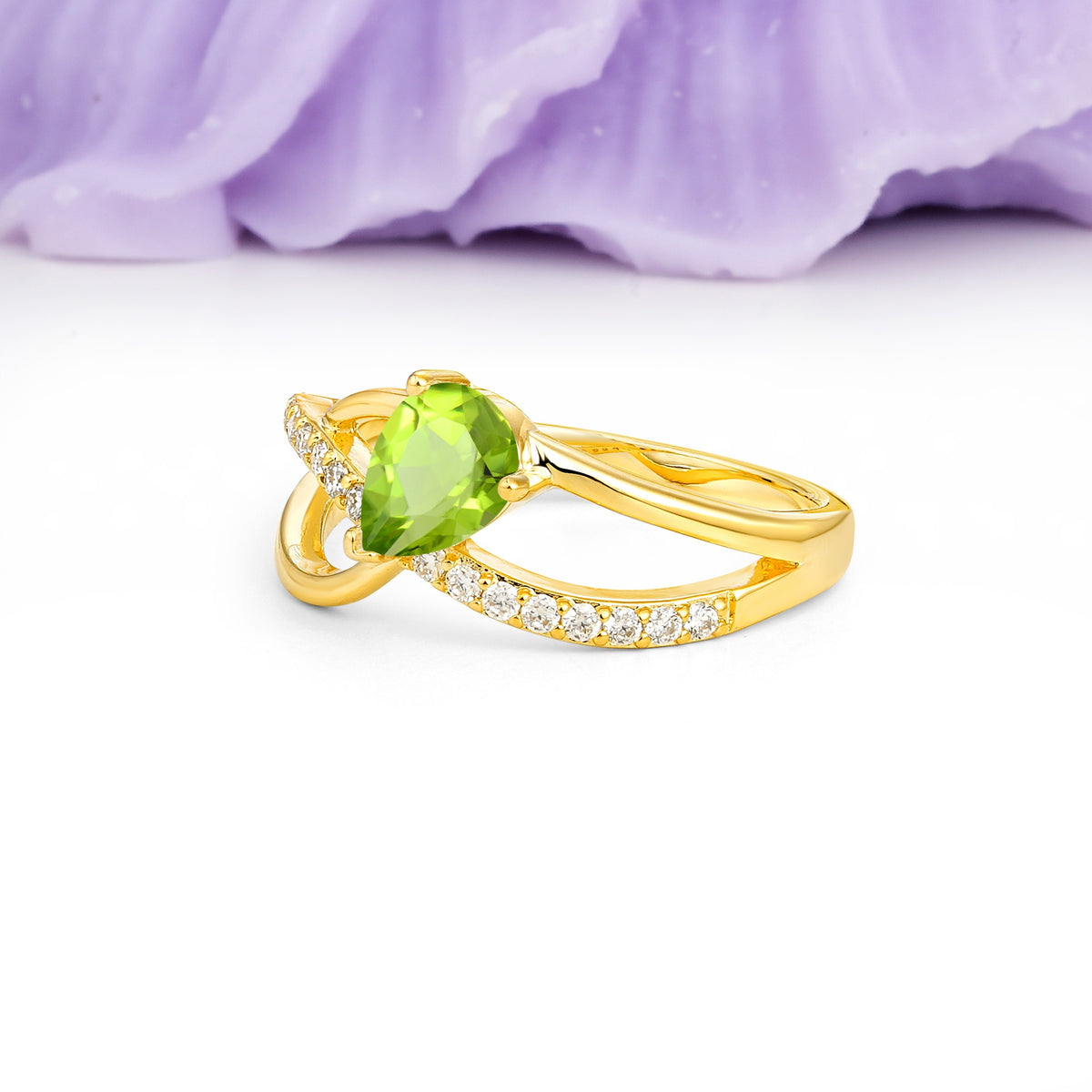 Classic Proposal Infinity Twist Pear Cut Peridot Engagement Ring - Additional view