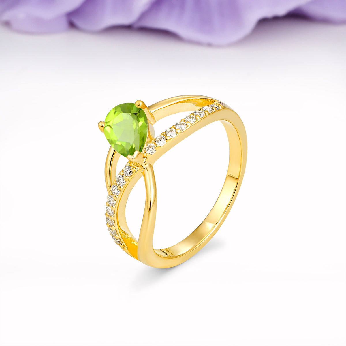 Classic Proposal Infinity Twist Pear Cut Peridot Engagement Ring - Additional view