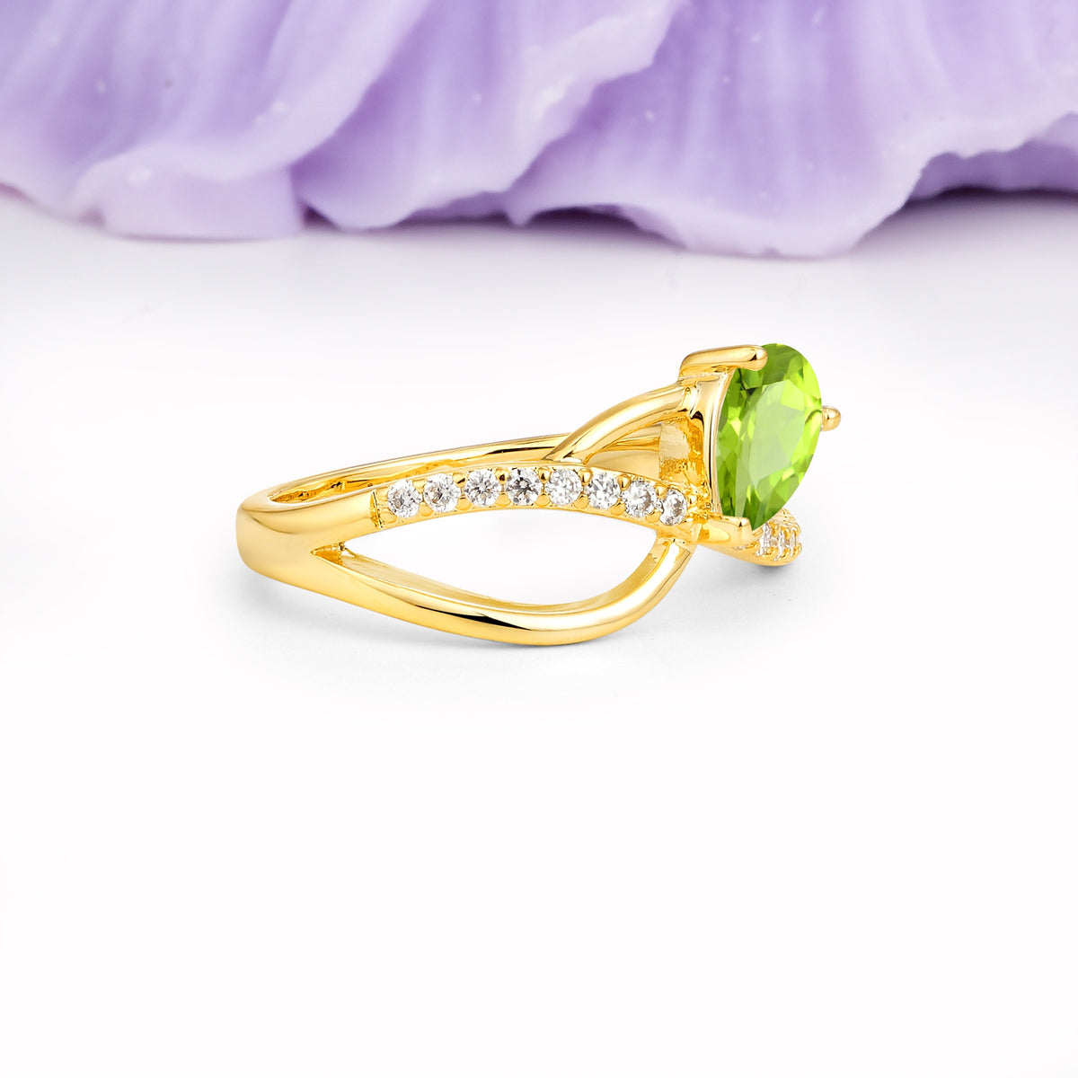 Classic Proposal Infinity Twist Pear Cut Peridot Engagement Ring - Additional view