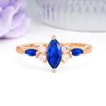 Luxurious 2-Prong Marquise Cut Sapphire Engagement Ring - Additional view
