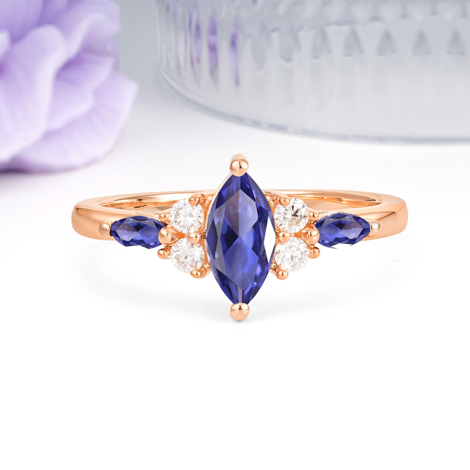 Luxurious 2-Prong Marquise Cut Tanzanite Engagement Ring - Additional view