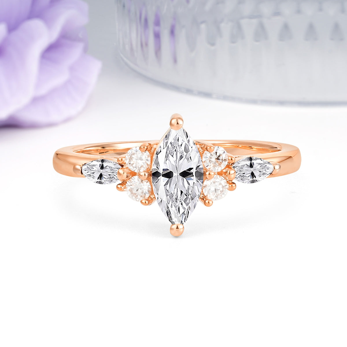 Luxurious 2-Prong Marquise Cut Lab Diamond Engagement Ring - Additional view