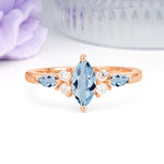 Luxurious 2-Prong Marquise Cut Aquamarine Engagement Ring - Additional view