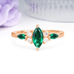 Luxurious 2-Prong Marquise Cut Emerald Engagement Ring - Additional view