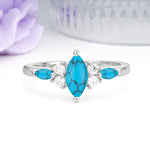 Luxurious 2-Prong Marquise Cut Turquoise Engagement Ring - Additional view