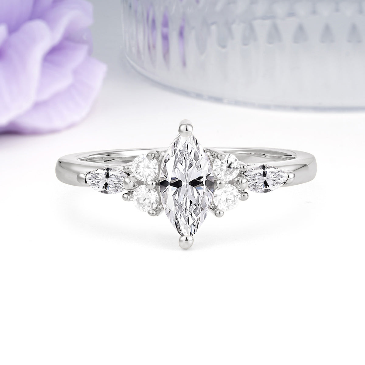 Luxurious 2-Prong Marquise Cut Lab Diamond Engagement Ring - Additional view