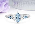 Luxurious 2-Prong Marquise Cut Aquamarine Engagement Ring - Additional view