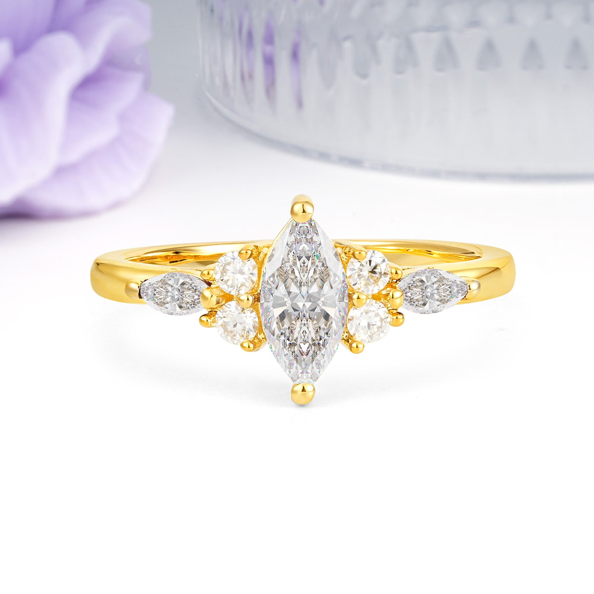 Luxurious 2-Prong Marquise Cut Moissanite Engagement Ring - Additional view