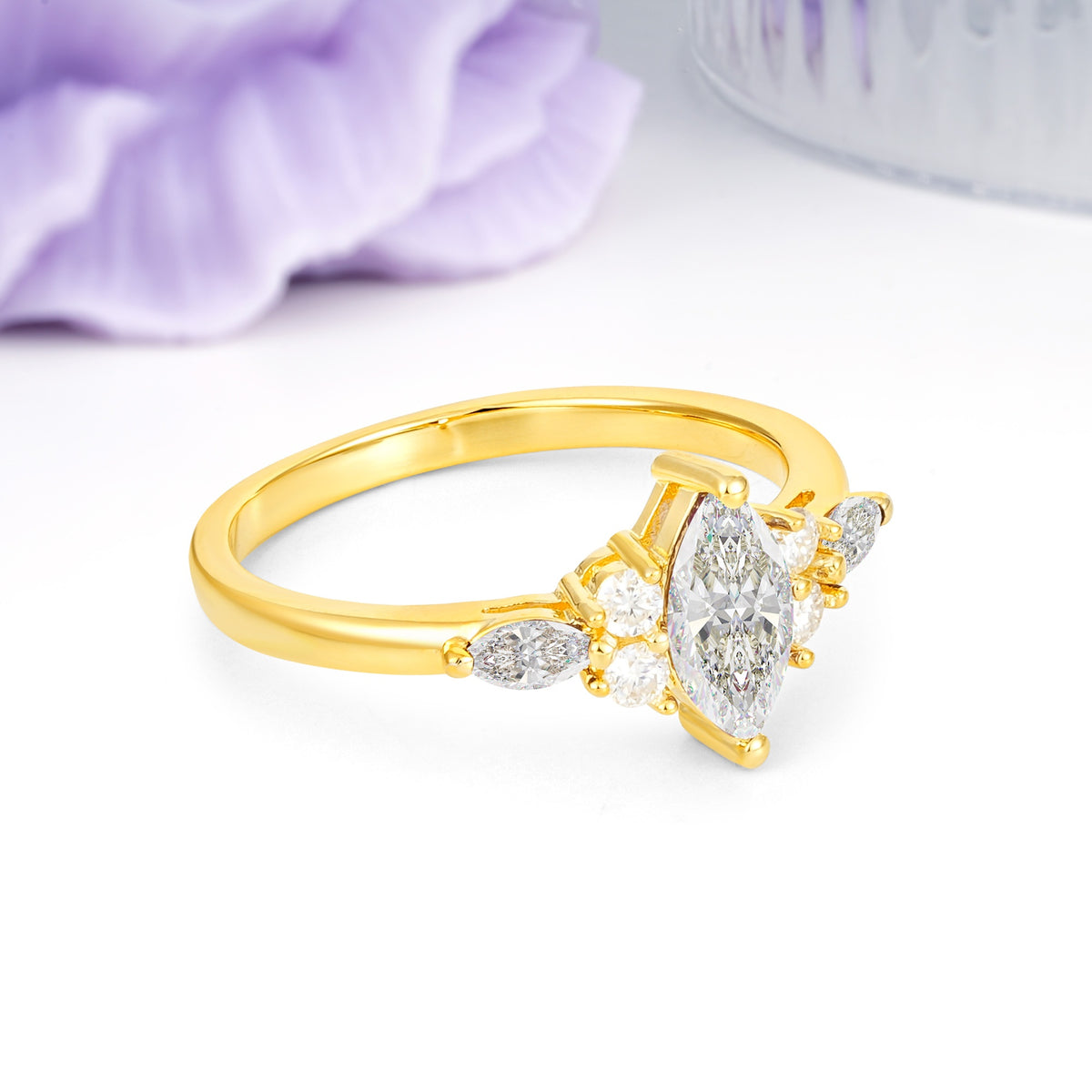 Luxurious 2-Prong Marquise Cut Moissanite Engagement Ring - Additional view