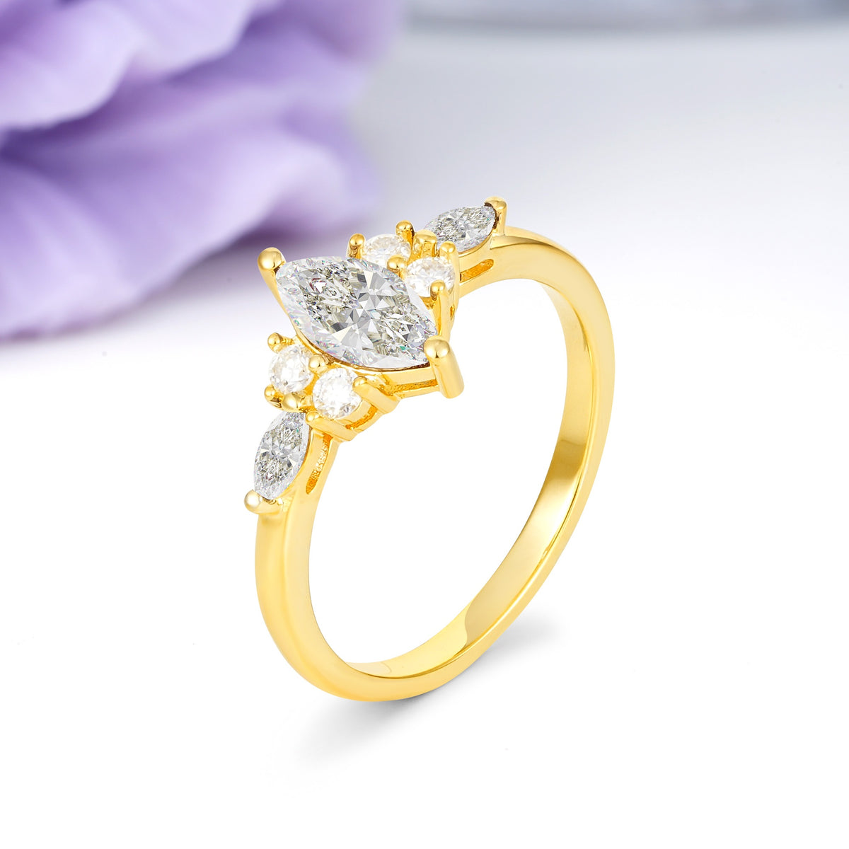 Luxurious 2-Prong Marquise Cut Moissanite Engagement Ring - Additional view