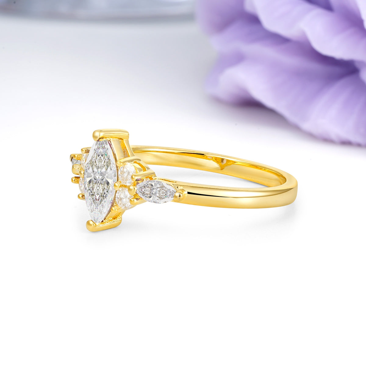 Luxurious 2-Prong Marquise Cut Moissanite Engagement Ring - Additional view