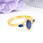 Luxurious 2-Prong Marquise Cut Sapphire Engagement Ring - Additional view