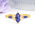 Luxurious 2-Prong Marquise Cut Tanzanite Engagement Ring - Additional view