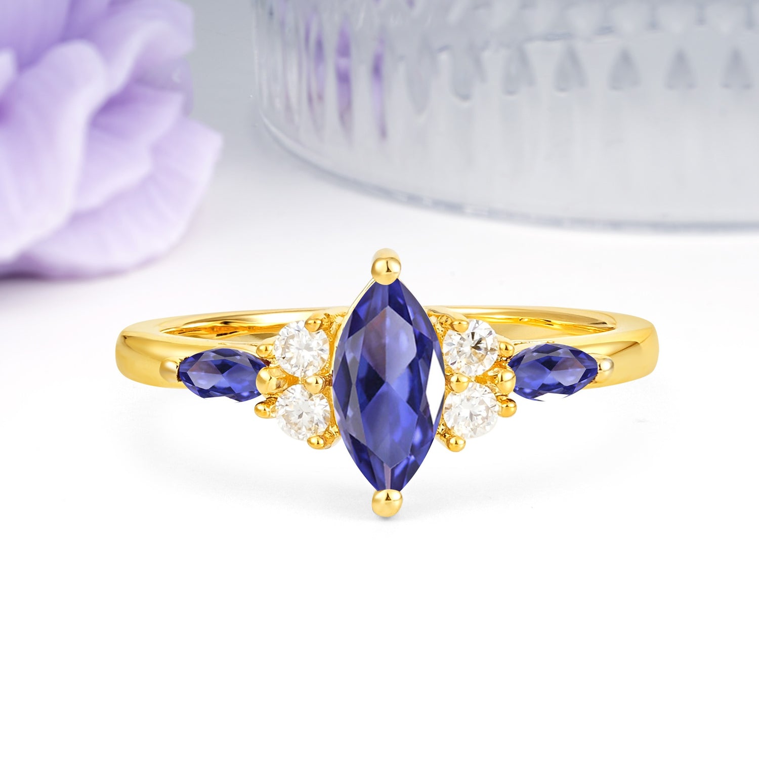 Luxurious 2-Prong Marquise Cut Tanzanite Engagement Ring - Additional view