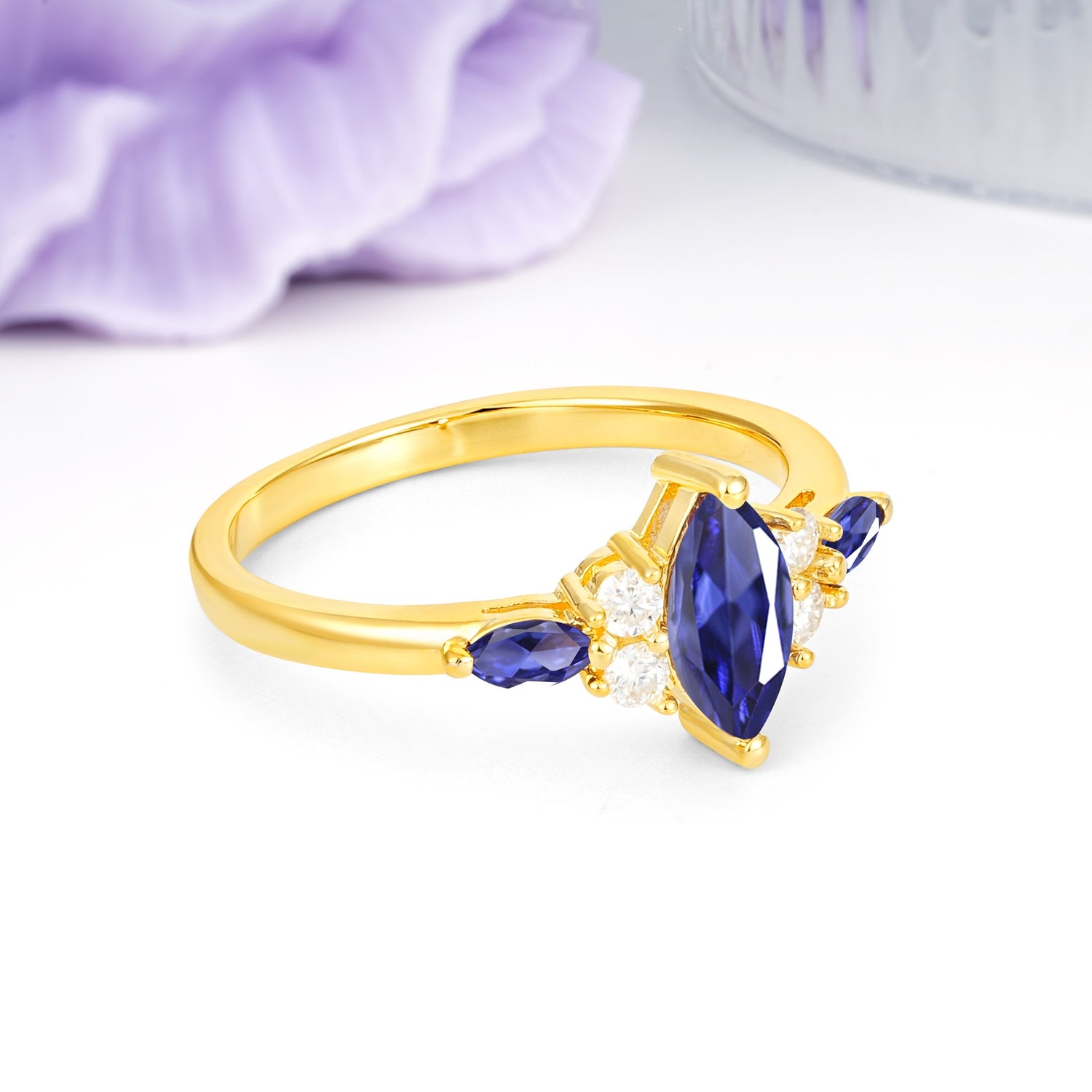 Luxurious 2-Prong Marquise Cut Tanzanite Engagement Ring - Additional view