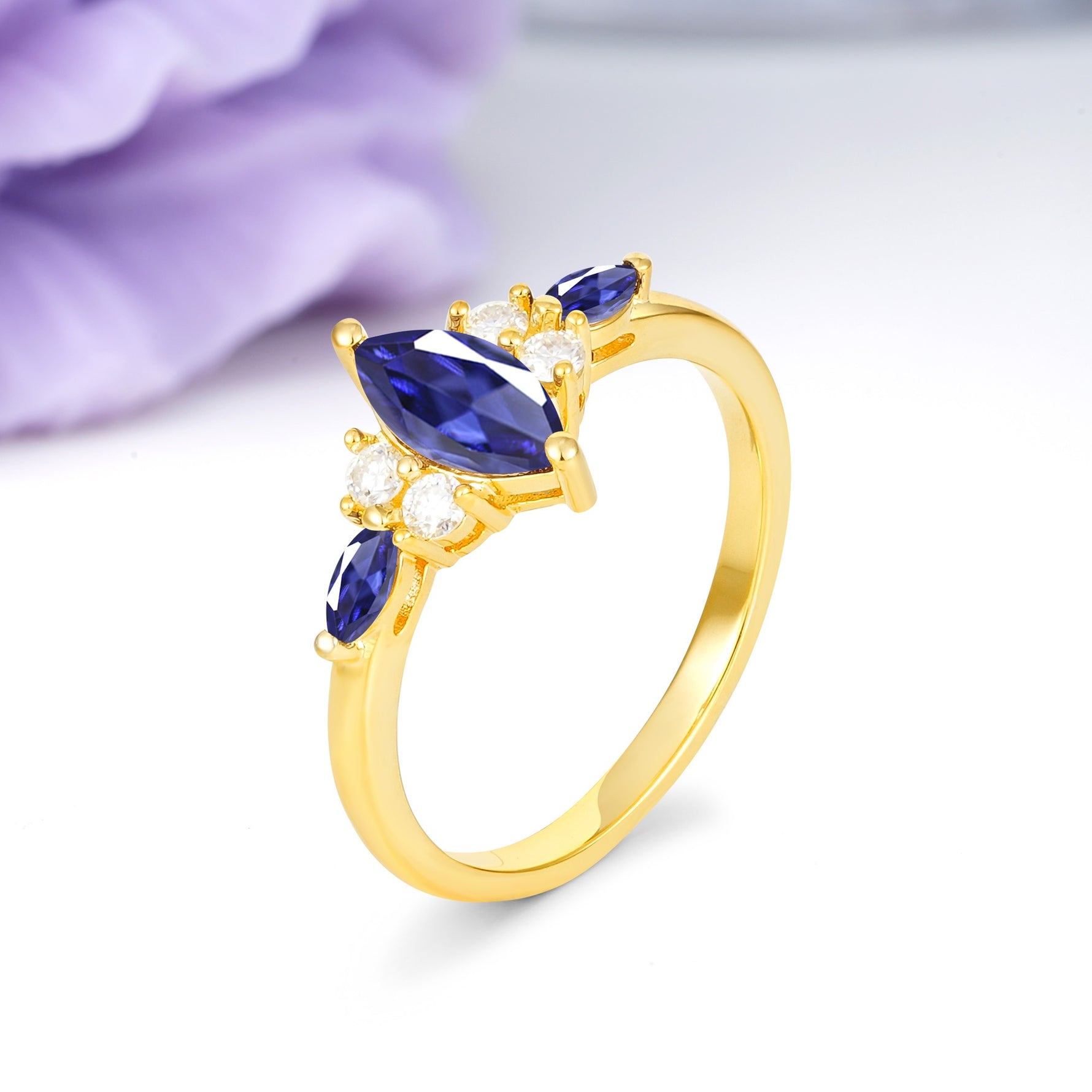 Luxurious 2-Prong Marquise Cut Tanzanite Engagement Ring - Additional view