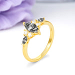 Luxurious 2-Prong Marquise Cut Black Rutilated Quartz Engagement Ring - Additional view