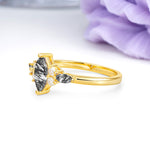 Luxurious 2-Prong Marquise Cut Black Rutilated Quartz Engagement Ring - Additional view