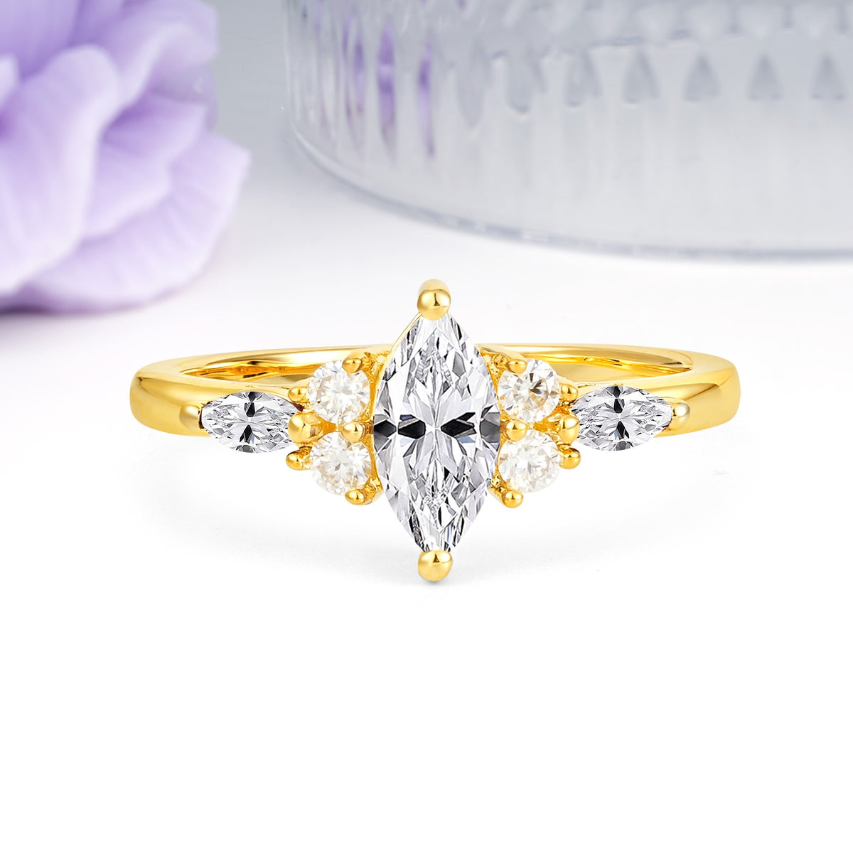 Luxurious 2-Prong Marquise Cut Lab Diamond Engagement Ring - Additional view