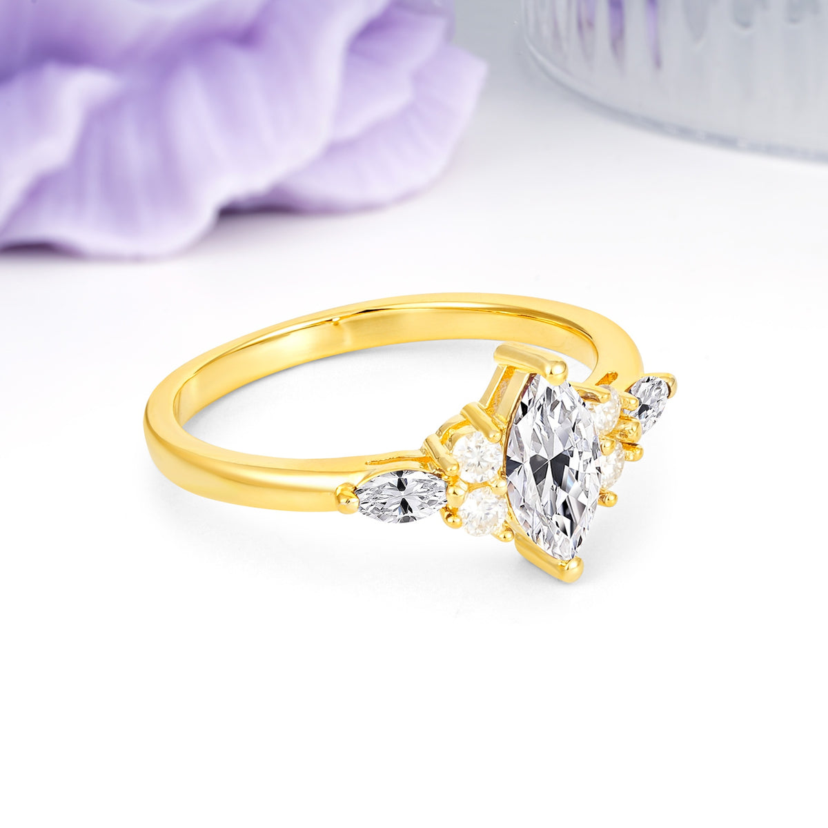 Luxurious 2-Prong Marquise Cut Lab Diamond Engagement Ring - Additional view