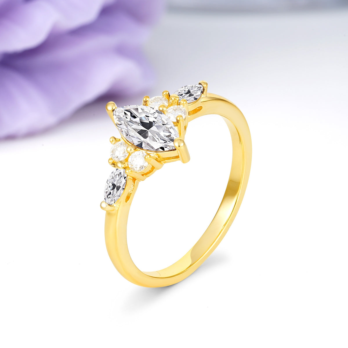 Luxurious 2-Prong Marquise Cut Lab Diamond Engagement Ring - Additional view