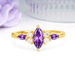 Luxurious 2-Prong Marquise Cut Amethyst Engagement Ring - Additional view