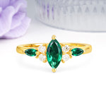 Luxurious 2-Prong Marquise Cut Emerald Engagement Ring - Additional view