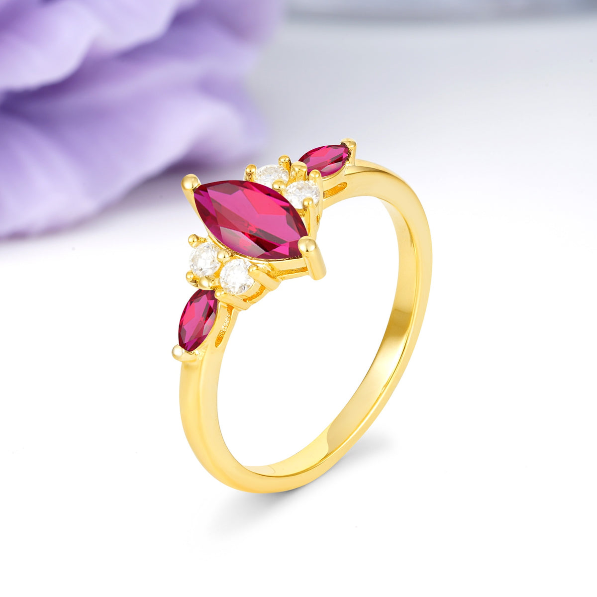 Luxurious 2-Prong Marquise Cut Ruby Engagement Ring - Additional view