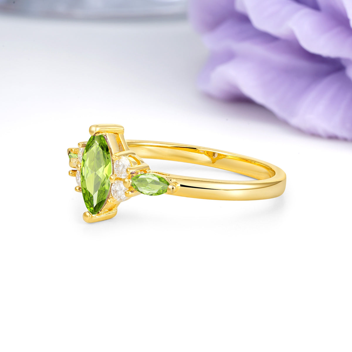 Luxurious 2-Prong Marquise Cut Peridot Engagement Ring - Additional view